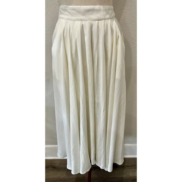 Mabel Cream Ivory Flowy Mid Calf Length Skirt Size Small Waist 26 - Picture 3 of 12